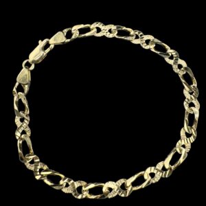 10k Gold Diamond Cut Infinity Link Bracelet